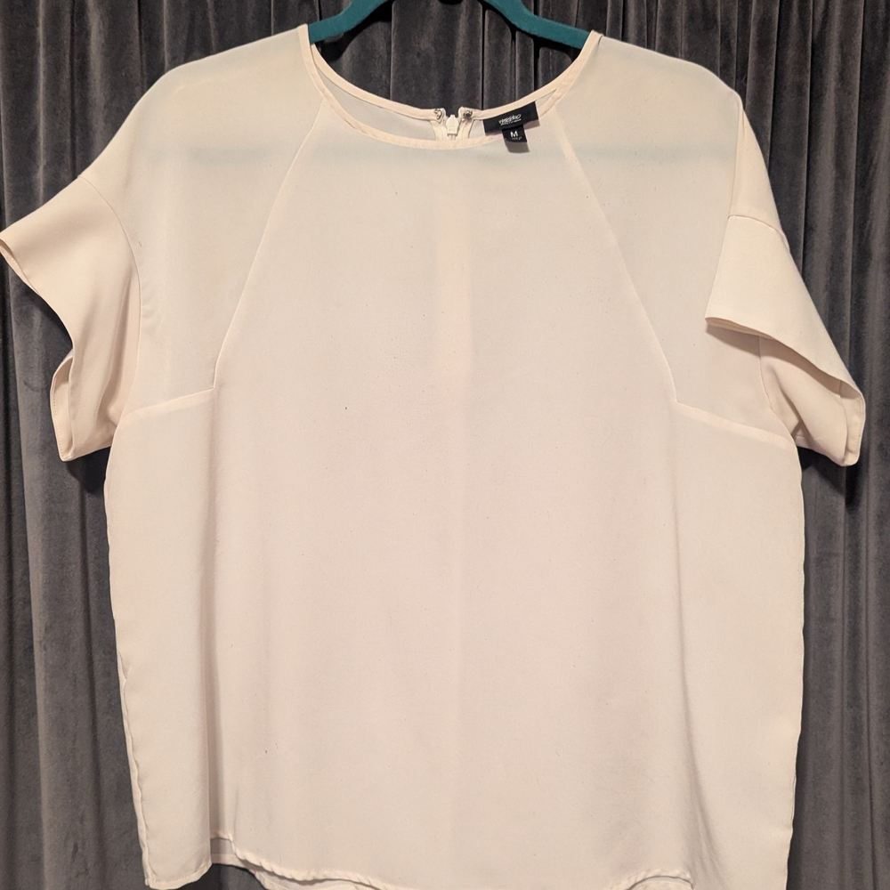 Mossimo Supply Co. Tan Cream Boxy Short Sleeve Blouse